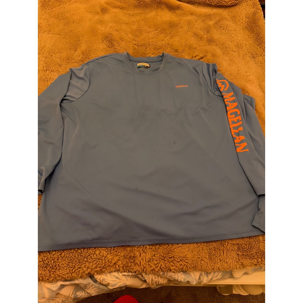 Magellan Outdoors Fish Gear Mens 4XL Blue Long Sleeve Fishing Shirt
